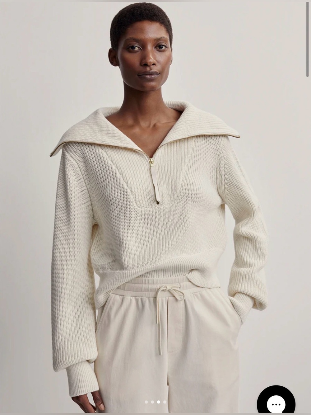 Varley Mentone Knit Half-Zip Pullover Sweater Egret Ivory Size Medium - Picture 3 of 7